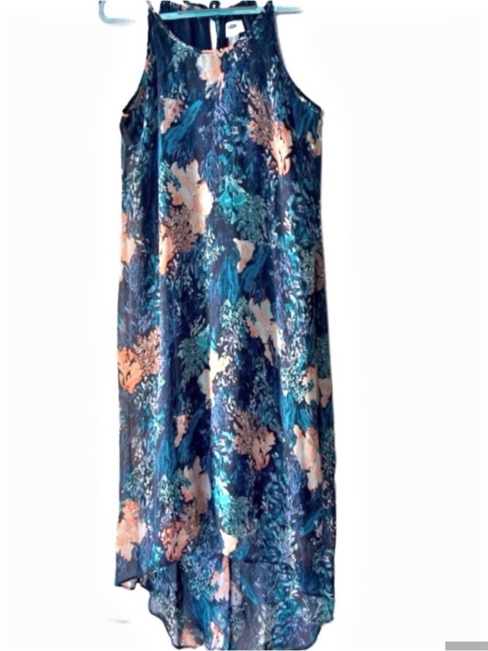 OLD NAVY Coral Reef Floral Chiffon Hi-Lo Trapeze Maxi Dress SZ SP Tall